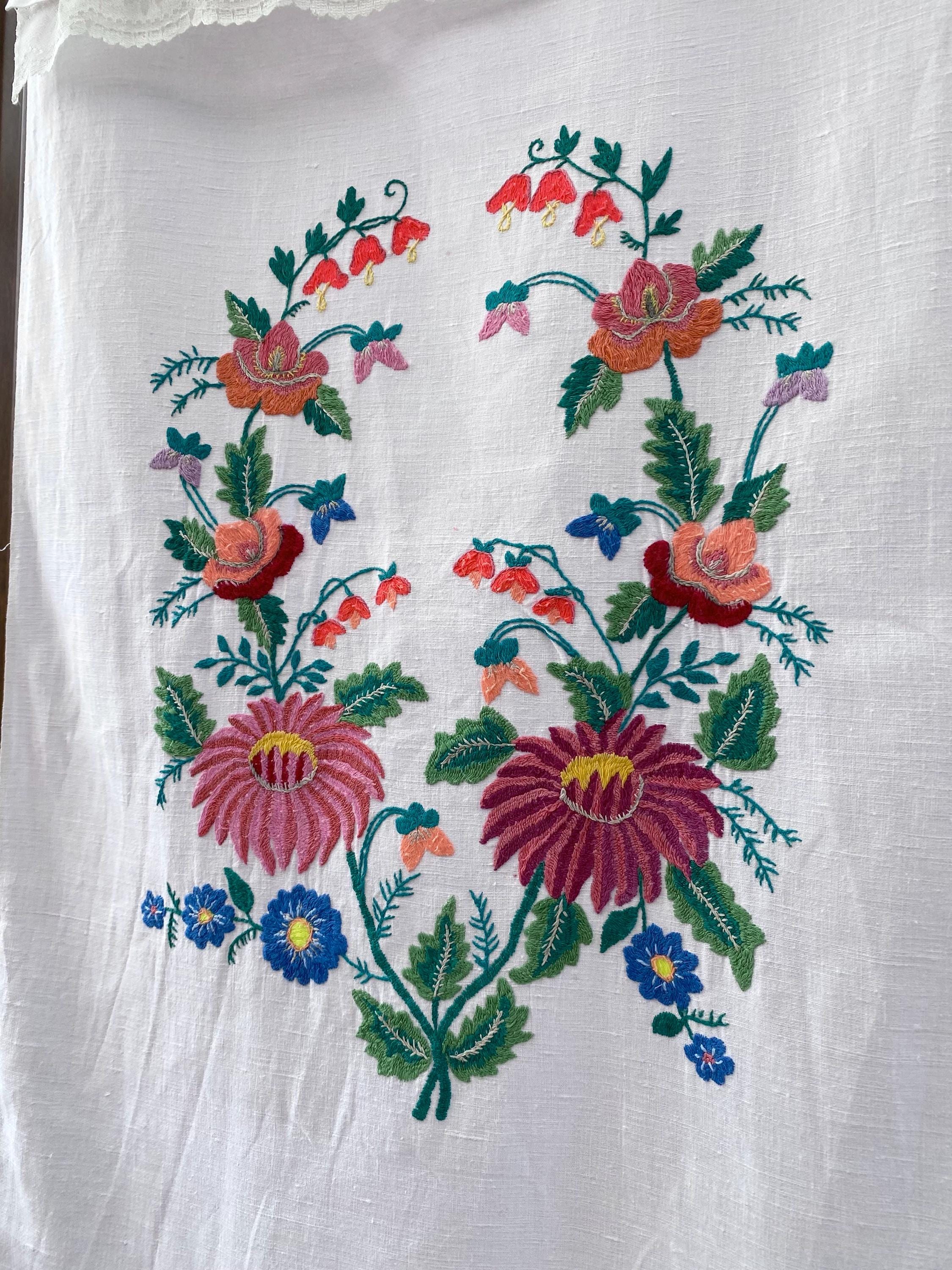 カーテン　刺繍 ヴィンテージ 1960年代～70年代 刺繍カーテンセット 3点セット
