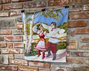 Embroidered picture Wall art Ukrainian embroidery Birthday gift for her Home Decor Stand with Ukraine Vintage charm