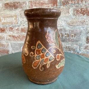Old glazed clay jug Terracotta brown pottery crock Rural ceramic ancient vase Rustic folk pot Ukrainian ceramic pitcher Gift for her