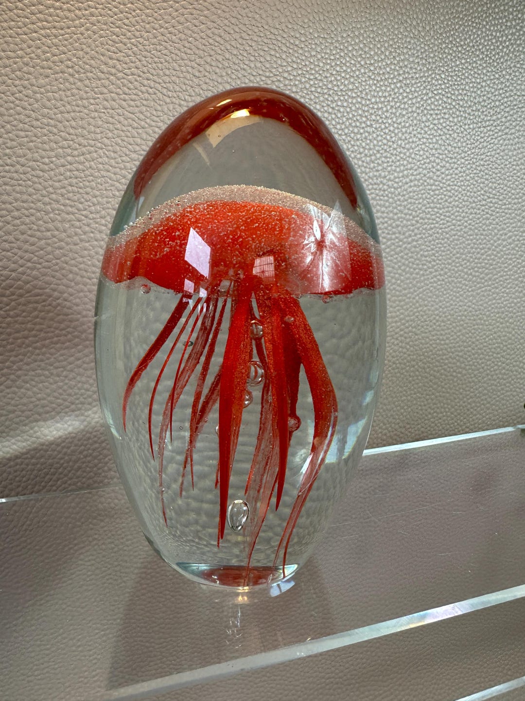 Glass Paperweight With a Red Jellyfish - Etsy