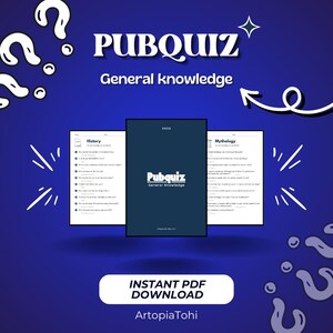 100-Question Pub Quiz | Printable Trivia Game | General Knowledge Quiz | Fun Party & Family Game | Instant Download