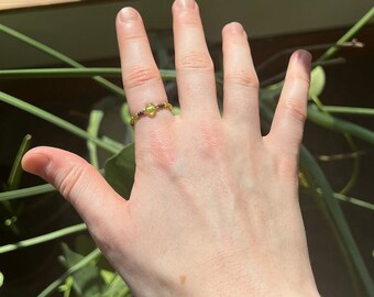 Dainty Crystal Ring, Beaded Wire Wrapped Peridot Ring, Healing Gemstones, Seed Beads, Handmade, Gift For Her, Made to Order, Free Shipping