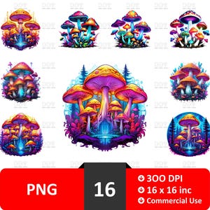 Psychedelic Mushroom Png, Trippy Mushrooms Clipart, Psychedelic Art, Mushroom Sublimation, Commercial Use, High Quality,Printable Transparen