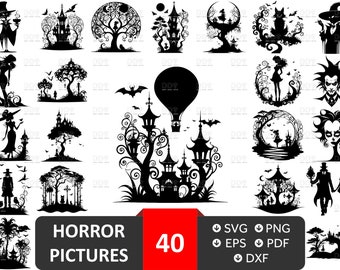 Horror Characters SVG Bundle: 40 Vector Cut Files (Digital Download)