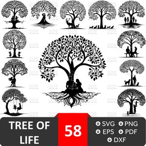 Pacote Svg da Árvore da Vida, Clipart da Árvore da Vida, Arquivos da Árvore da Vida para laser, Arquivos Svg da Árvore da Vida para Cricut, Árvore genealógica svg, Download digital