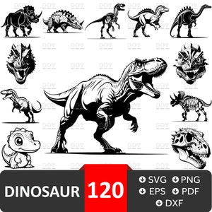 Dinosaurio svg, paquete de dinosaurios svg, dinosaurio svg png, clipart de dinosaurio, silueta de dinosaurio, dinosaurio svg cricut, cráneo de T-rex svg, dinosaurio dxf