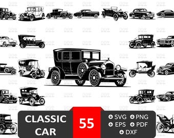 Classic Car SVG Bundle: Vintage Car Silhouette (Digital Download)