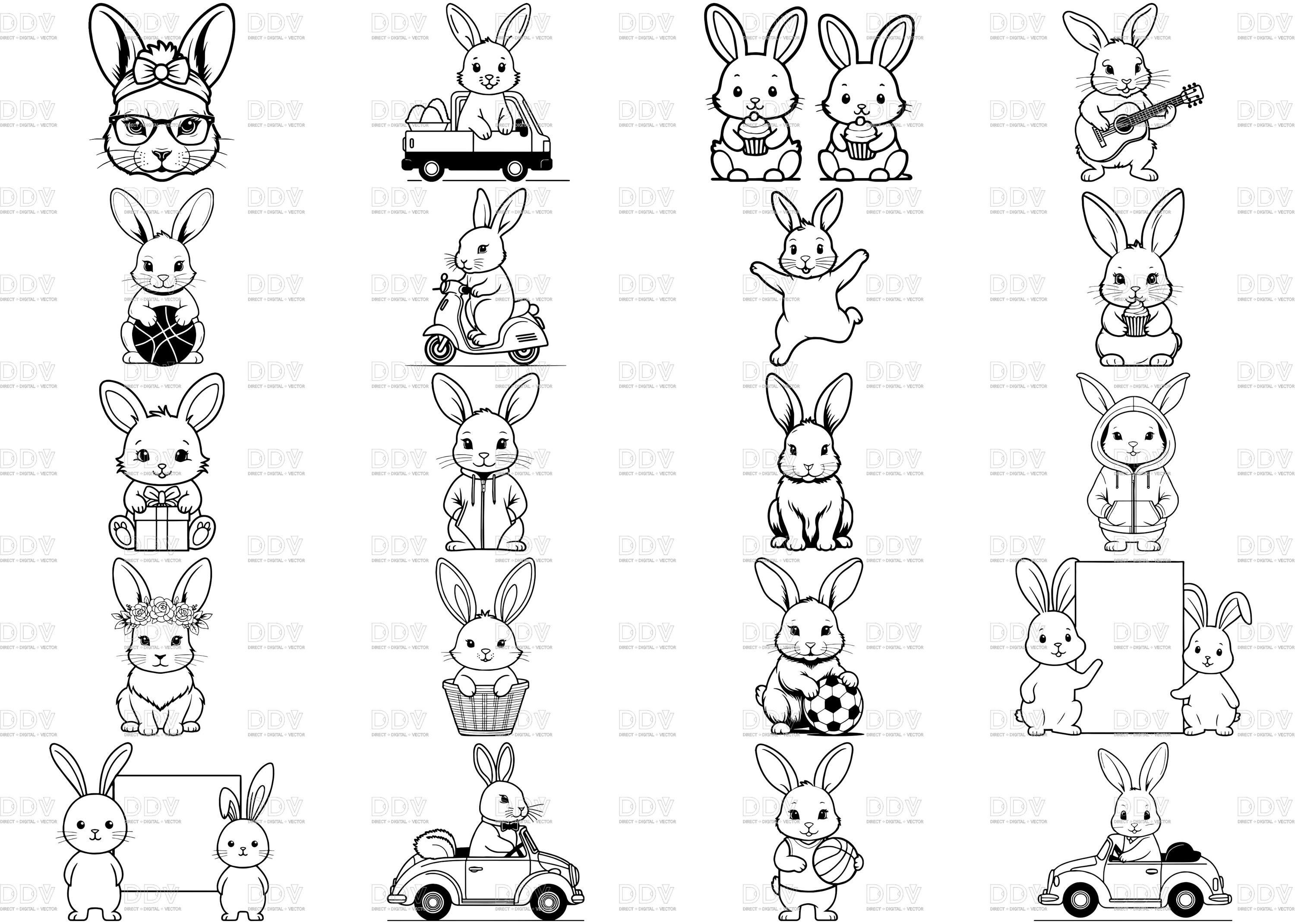 Bunny SVG & PNG Digital Download – Cute Rabbit Clipart, Cartoon Bunny ...