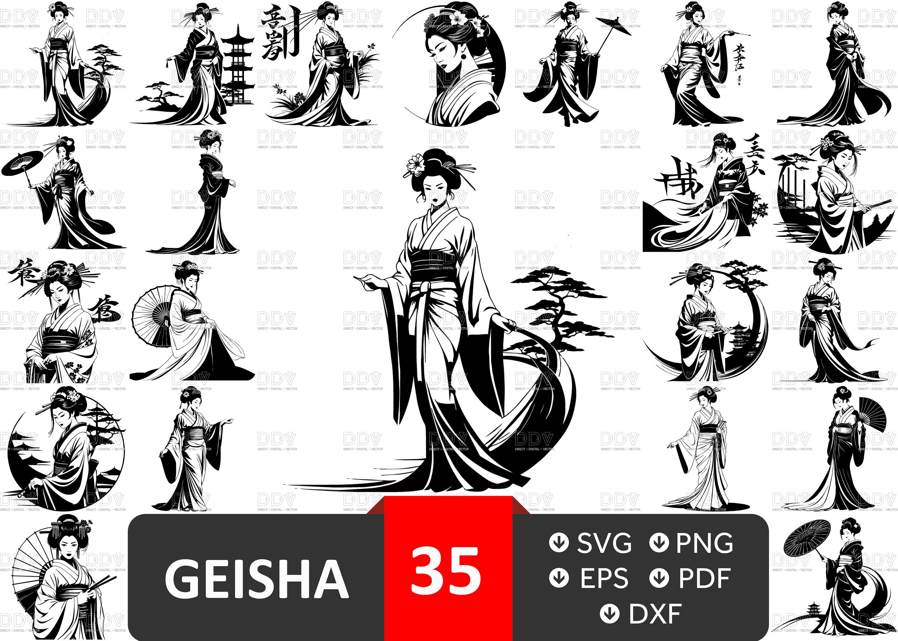 Geisha Svg, Geisha Svg Bundle, Geisha Cut File, Japanese Geisha Svg ...