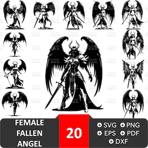 Vrouwelijke gevallen engel Svg, Angel Vector-bestand, Angel svg bundel, Angel Silhouette, Svg-bestanden voor Cricut, Angel tshirt png, digitale download