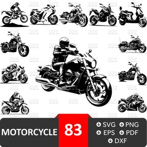 Pacchetto SVG moto, file vettoriale, Moto classica SVG, Clipart moto, File moto per Cricut, Moto Png, Download digitale