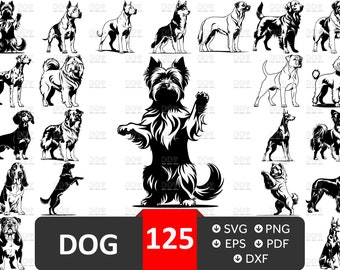 犬のSVGバンドル：125個のベクターカットファイル（デジタルダウンロード）