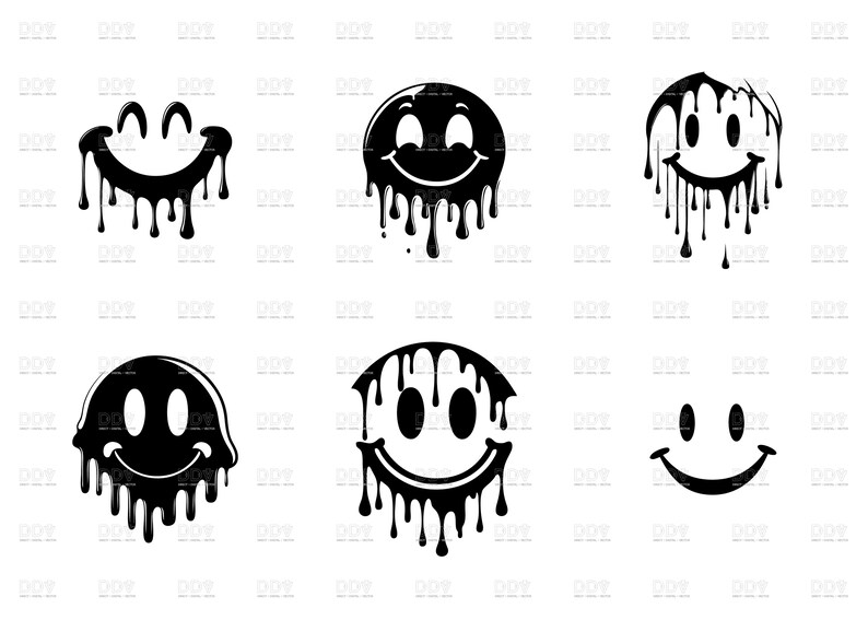 Smiley Face SVG Bundle: Drippy Happy Clipart (digital Download) - Etsy