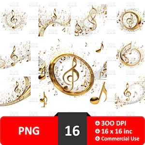 Nota musicale oro PNG, note musicali Clipart, Clipart musicale, note musicali PNG, immagini musicali, uso commerciale, alta qualità, stampabile trasparente