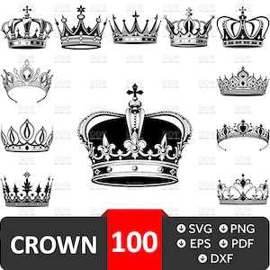 Crown SVG, Crown SVG-bundel, Queen Crown SVG, Royal Crown SVG, King Crown SVG, Princess SVG, Princess Crown SVG-bestand, Crown clipart