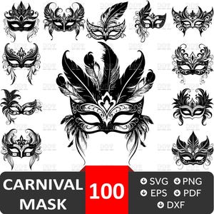 Maske SVG, Karneval Maske svg, Vektordatei, Mardi Gras svg, Karneval Maske svg Bundle, Maske Silhouette, SVG-Dateien für Cricut, digitaler Download
