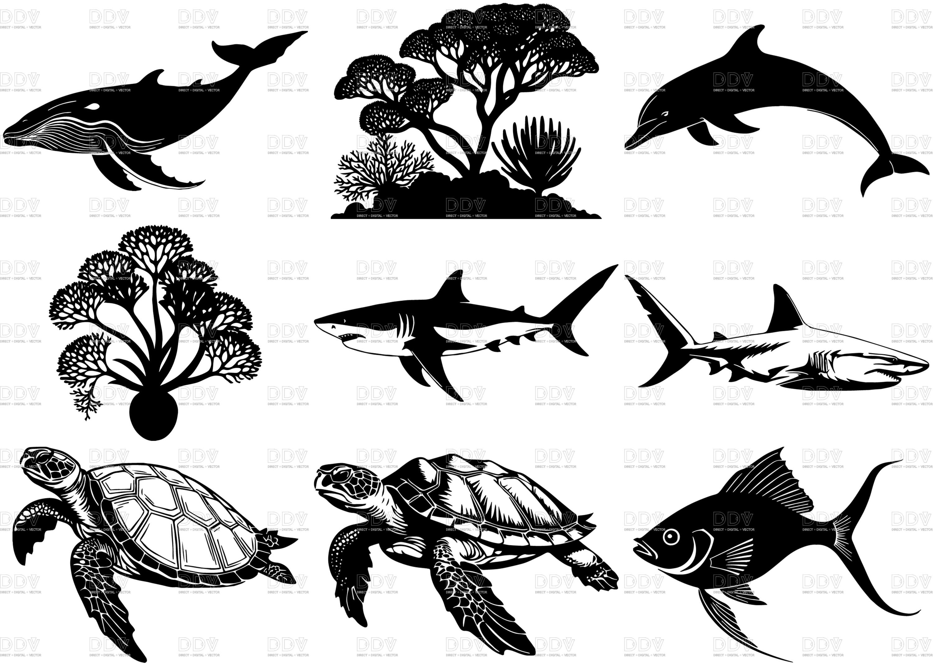 Sea Hum Sea Animals Svg Bundle, Vector File, Sea Animals Svg, Sea Animals ...