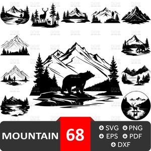 Mountain svg bundle, Mountain vector, Mountain cut files, Mountain svg files for cricut, Landscape Svg, Mountain Forest Svg,Digital Download
