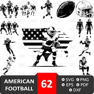 American Football Svg, Football Cut File, Football Silhouette, Football Sublimation, Football Svg Bundle, Football Svg, Football Player Svg