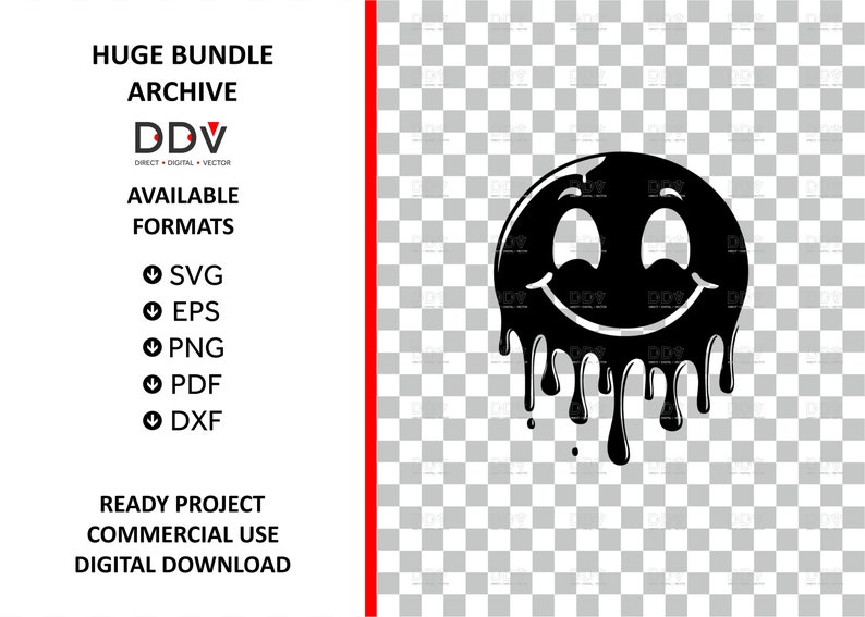 Smiley Face SVG Bundle: Drippy Happy Clipart (digital Download) - Etsy