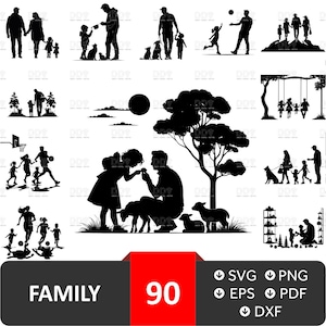 Familie svg, Familie svg Bundle, Familie Clipart, Familie Silhouette, Vater svg, Vatertag svg, Vater und Kinder svg, Familie Cut Files