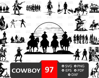 Cowboy Svg , Vector File, cowboy scene svg, Cowboy Svg for men, Cowgirl Svg, Cowboy Svg Bundle, Cowboy Silhouette, Digital Download