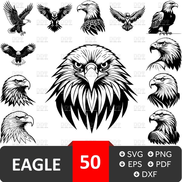 Eagle svg bundle, Eagle Silhouette Svg, Eagle vector file, Eagle svg for cricut,Eagle cut files, Eagle head svg, Eagle png, Digital download