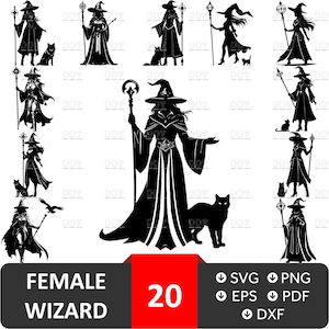 Wizard Svg,Wizard Vector File,Fantasy scene svg,Female Wizard svg Bundle,Wizard Silhouette,Svg For Cricut,Wizard tshirt png,Digital Download
