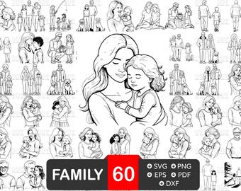Family SVG, Family Silhouette, Family Vector, Family Clipart, Family Design, Family Cut File, Digital Download