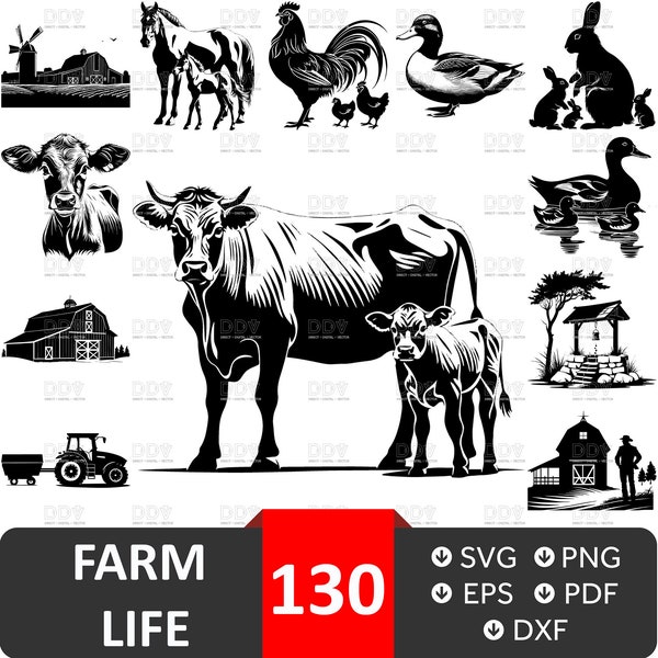 Farm Svg bundle, Vector File, Farm Clipart, Barn Svg, Tractor Svg, Farm Life Svg, Farm Truck Svg, Farm animal Svg, farm Svg,Digital Download