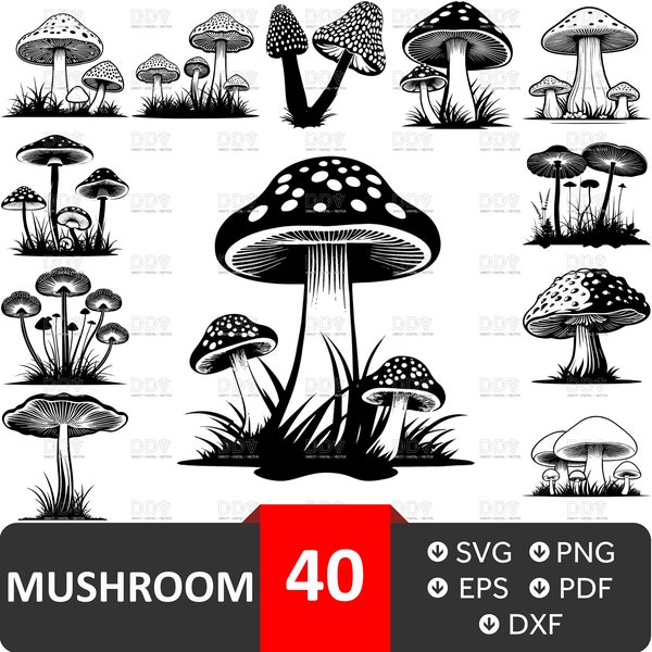 Mushroom svg bundle, Vector File, Mushroom Svg, Mushroom clipart, Mushroom Cut Files For Cricut, mushroom silhouette, Digital Download