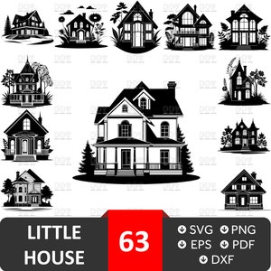 Kleines Haus SVG-Bundle, Haus Umriss, Haus SVG-Bundle, Haus Vektor, kleines Haus, skandinavisches Haus svg schnitt Datei für Cricut, digitaler Download