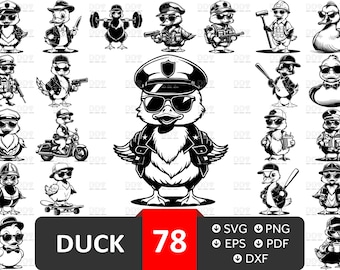 Ente SVG Bundle: 78 lustige Enten Clipart Designs (digitaler Download)