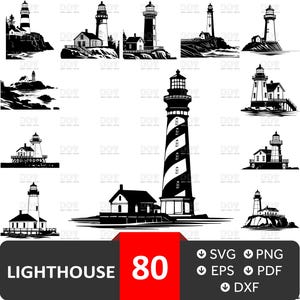 Lighthouse Svg, Lighthouse SVG Bundle, Lighthouse Png, Lighthouse Dxf, Lighthouse Svg Images, Lighthouse Silhouette, Ocean Lighthouse SVG
