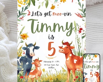 Rustic Ranch Birthday Invitation: Farm Animals, Barnyard Theme (Editable Template)