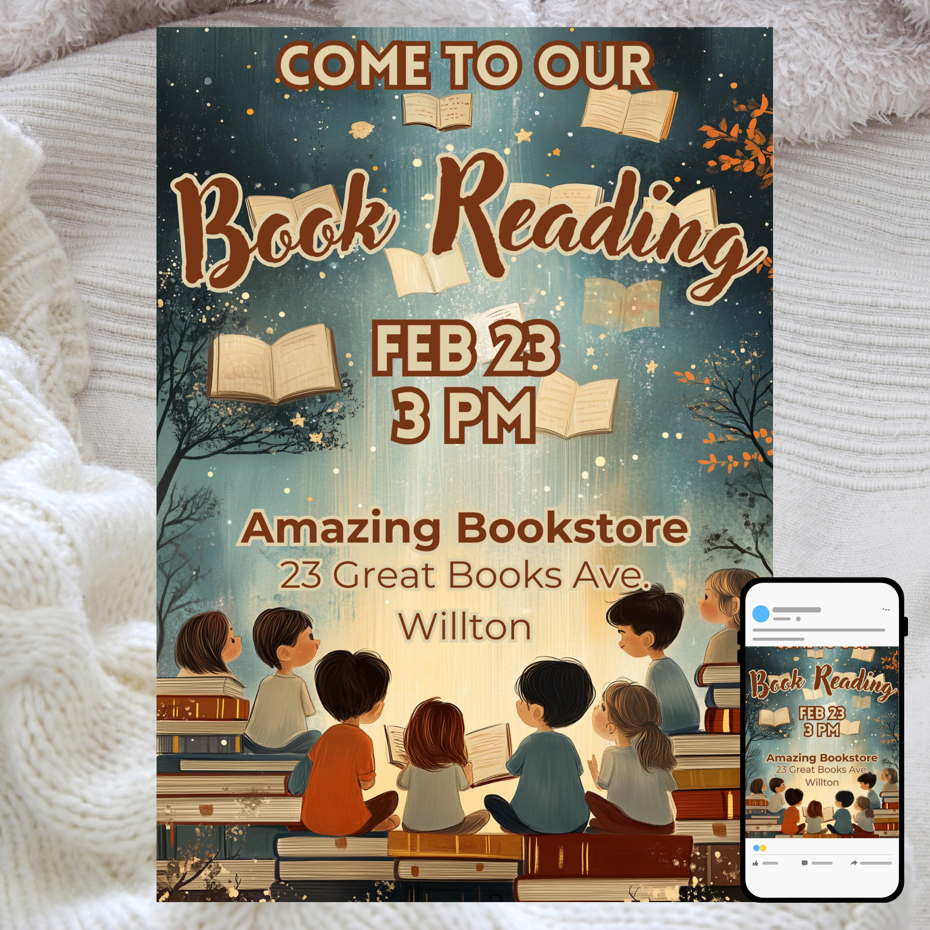 Reading Invitation Card Design Kids Storytime Party Invitation: Fairytale Reading Celebration (digital ...