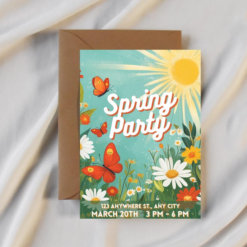 Spring Party Invitaito Spring Awakening Party Invitation, Fresh Blooms Celebration, Editable ...