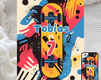 Skateboard Birthday Invitation: Editable Skate Park Party (Digital)