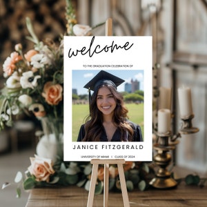 Photo Graduation Party Welcome Sign,Graduation Welcome Sign Template, Photo Grad Poster, Editable Canva Template, Instant Digital Download
