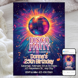 Disco Ball Birthday Invitation: Editable Dance Party Template (Digital)