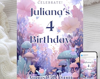 Fairy Birthday Party Invitation for Kids, Enchanted Garden Theme, Magical Fairy Celebration, Editable Digital Invite