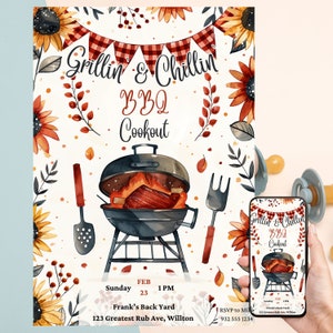 Bearbeitbares BBQ-Einladung, BBQ-Geburtstags-Einladung, Hinterhof-Babyparty-Einladung, Barbecue-Geburtstags-Einladung, BBQ-Einladung, Berbeque-Party