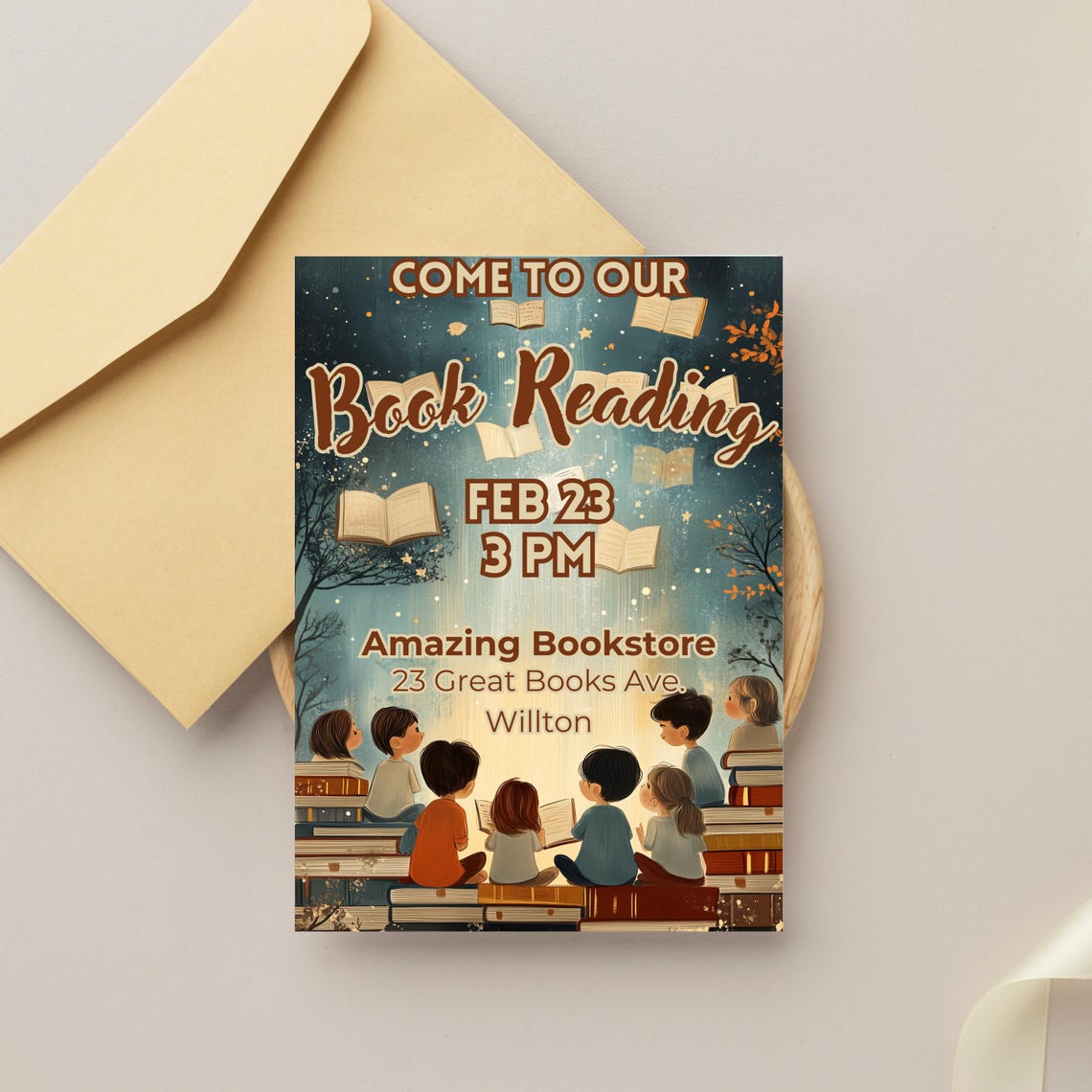Reading Invitation Card Design Kids Storytime Party Invitation: Fairytale Reading Celebration (digital ...