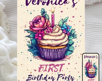 Cupcake Birthday Invitation: Sweet Treats Party Template (Editable)