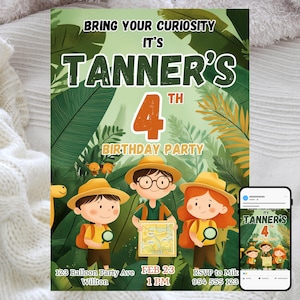 Jungle Explorer Birthday Invitation, Kids Party, Editable Digital Template, Zoo Adventure Theme, Wild and Fun Celebration Design