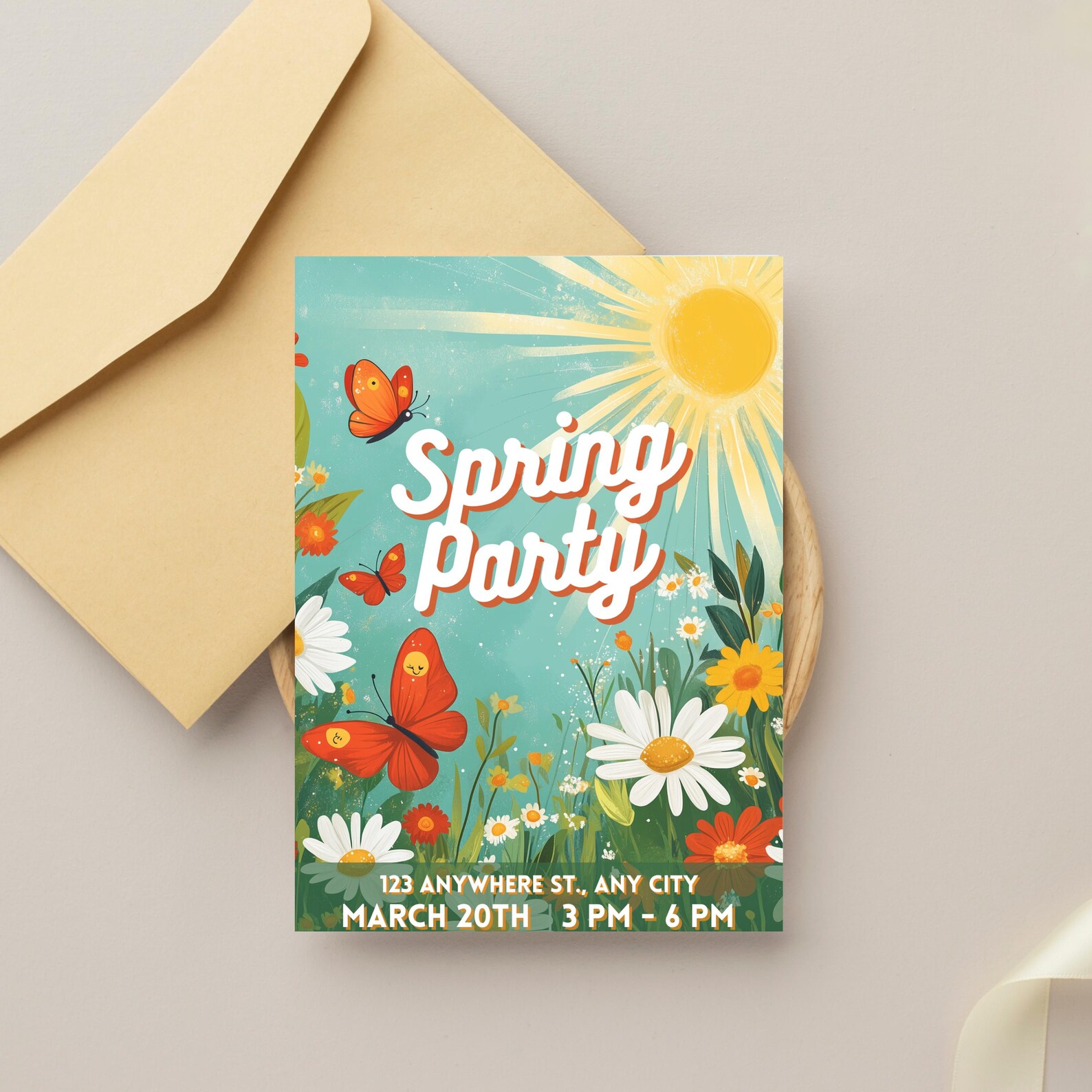 Spring Party Invitaito Spring Awakening Party Invitation, Fresh Blooms Celebration, Editable ...
