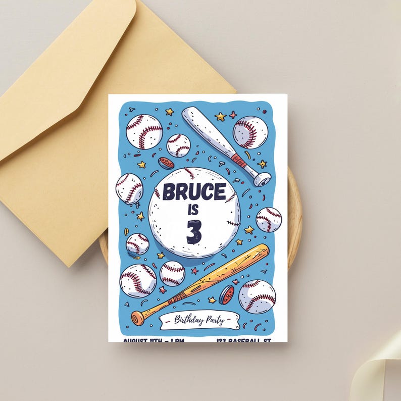 Editable Baseball Birthday Invitation: Sports Party Template (digital ...