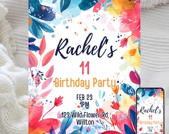 Editable Wildflower Birthday Invitation: Floral Garden Party (Digital Download)