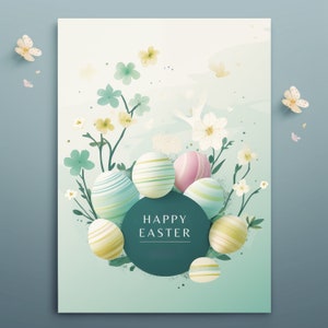 Biglietto d'auguri per le vacanze di Pasqua, Biglietto Png di Buona Pasqua, Biglietto di Pasqua digitale, Biglietto d'auguri di Pasqua illustrato, Biglietto stampabile, Download istantaneo