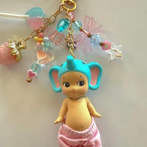 ソニーエンジェル アニマルシリーズ 1. ゾウのキーホルダー / ブルー＆ピンク